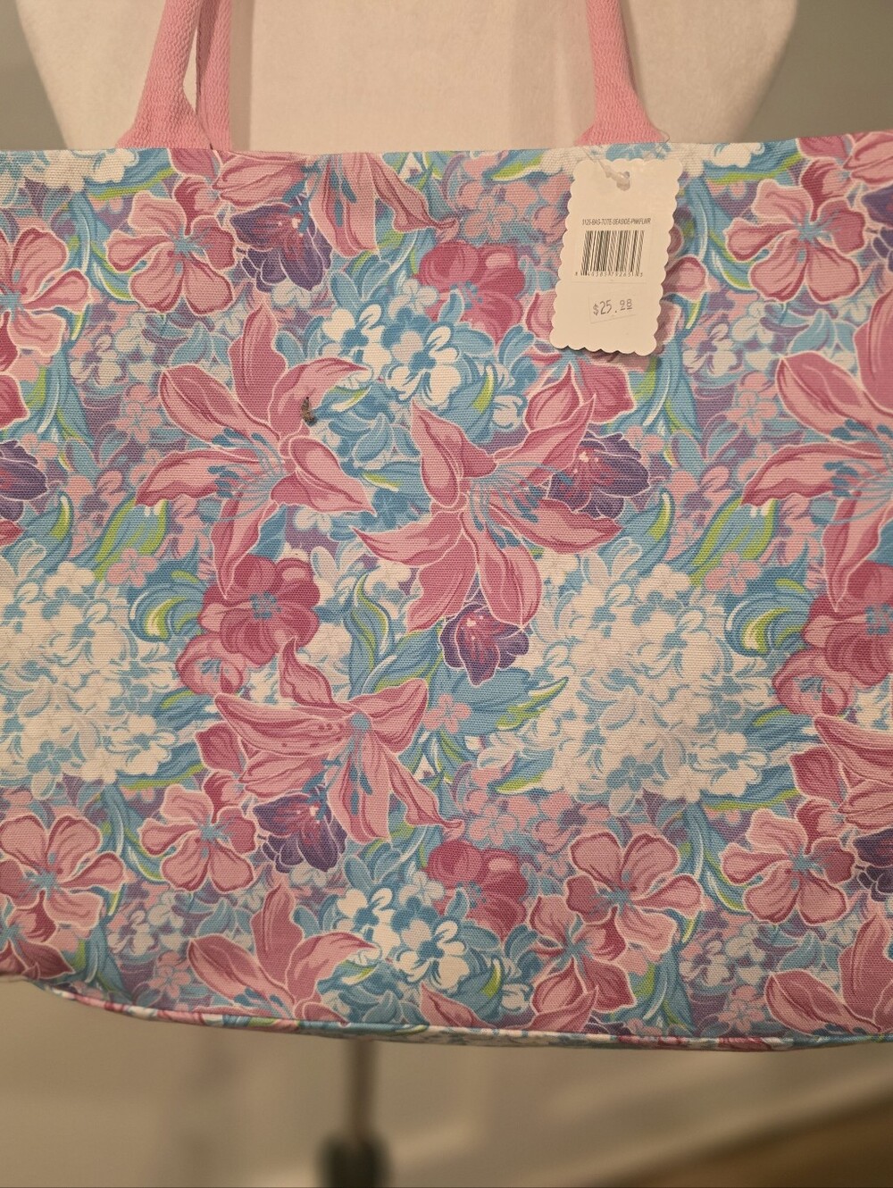 Simply Souther Large Floral Canvas Tote Bag in Pink & Blue Nwt